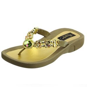 CLOSEOUT! JEWELED BROWN DRAGON FLY SANDAL Grandco